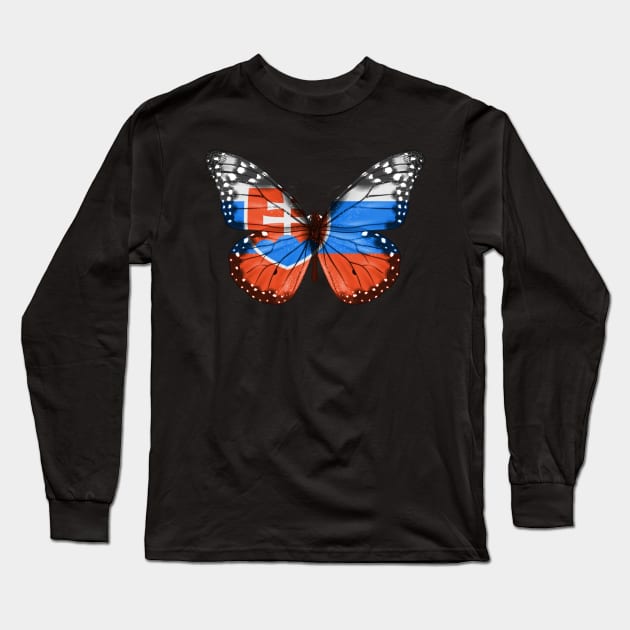 Slovakian Flag  Butterfly - Gift for Slovakian From Slovakia Long Sleeve T-Shirt by Country Flags